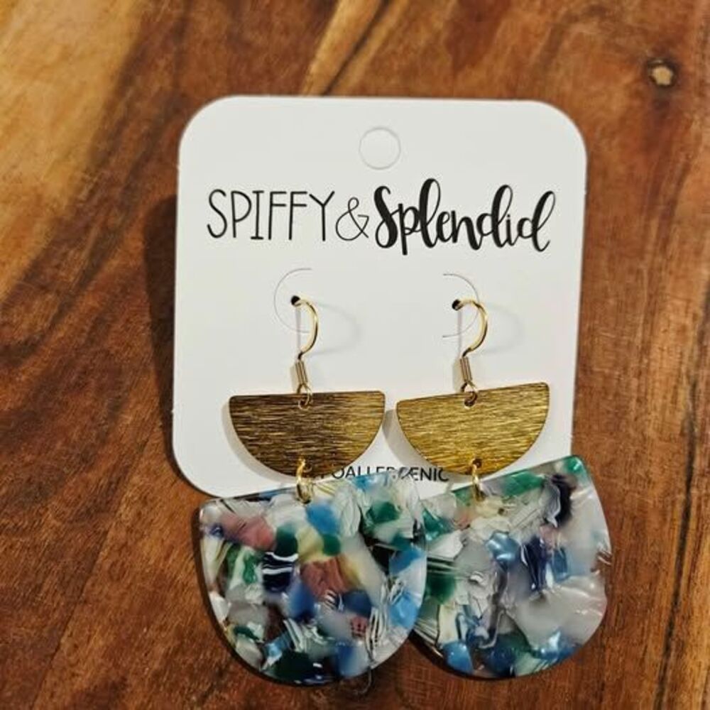 Multicolor Acrylic Gold Tone Drop Earrings